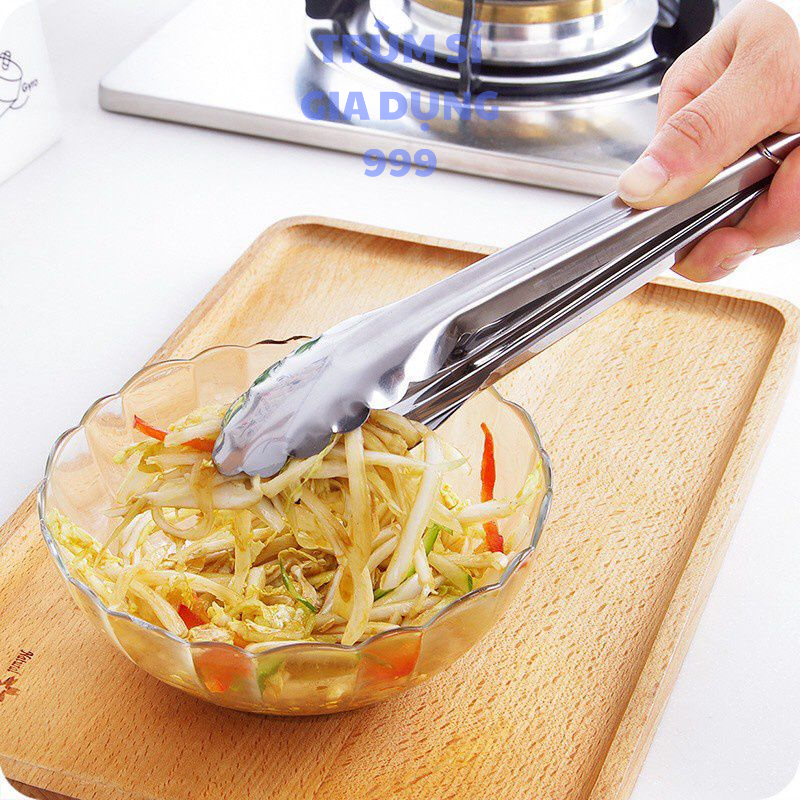 kẹp gắp thức ăn có khóa gài bằng inox, dụng cụ kẹp gấp thức ăn, gắp đá , gắp nóng, gắp đồ nướng cho gia đình mini