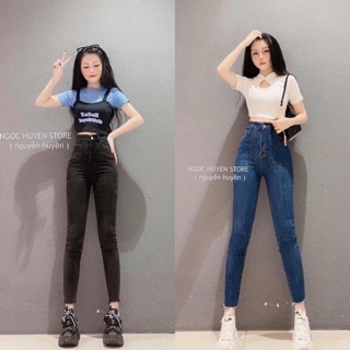 Quần bò ống bó túi ốp cạp siêu cao