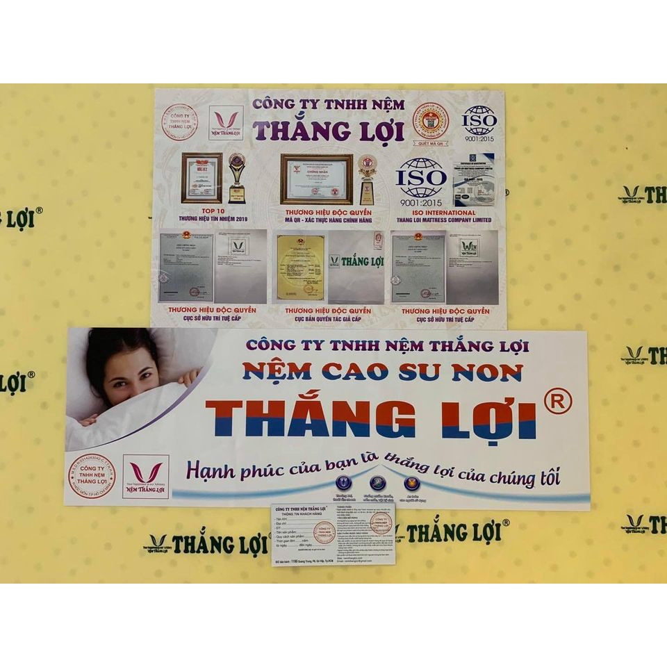 Nệm cao su non Thắng Lợi đủ size từ 1m-2.2m và độ dày từ 10-30cm bảo hành 15 năm về sụt lún