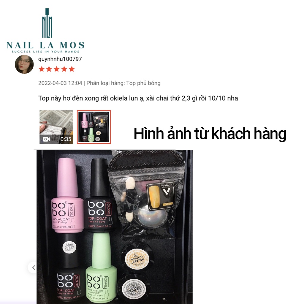 Base top Bobo chính hãng - gel liên kết, top phủ bóng, cứng móng, top lì Bobo chuyên dụng cho dân làm móng