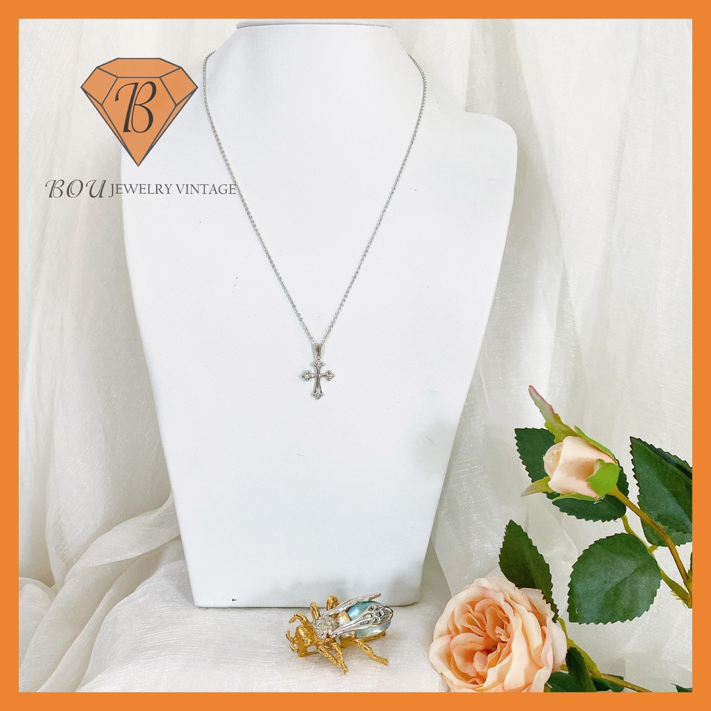 DÂY CHUYỀN MẶT THÁNH GIÁ SECONDHAND TRANG SỨC SI NHẬT BẢN BOU JEWELRY VINTAGE MÃ VC379