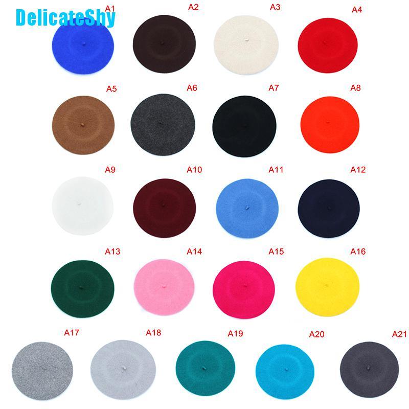 [DelicateShy Wool Solid Color Beret Female Bonnet Caps