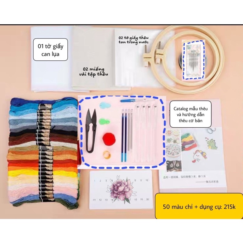 Full set dụng cụ thêu đầy đủ cho người mới bắt đầu