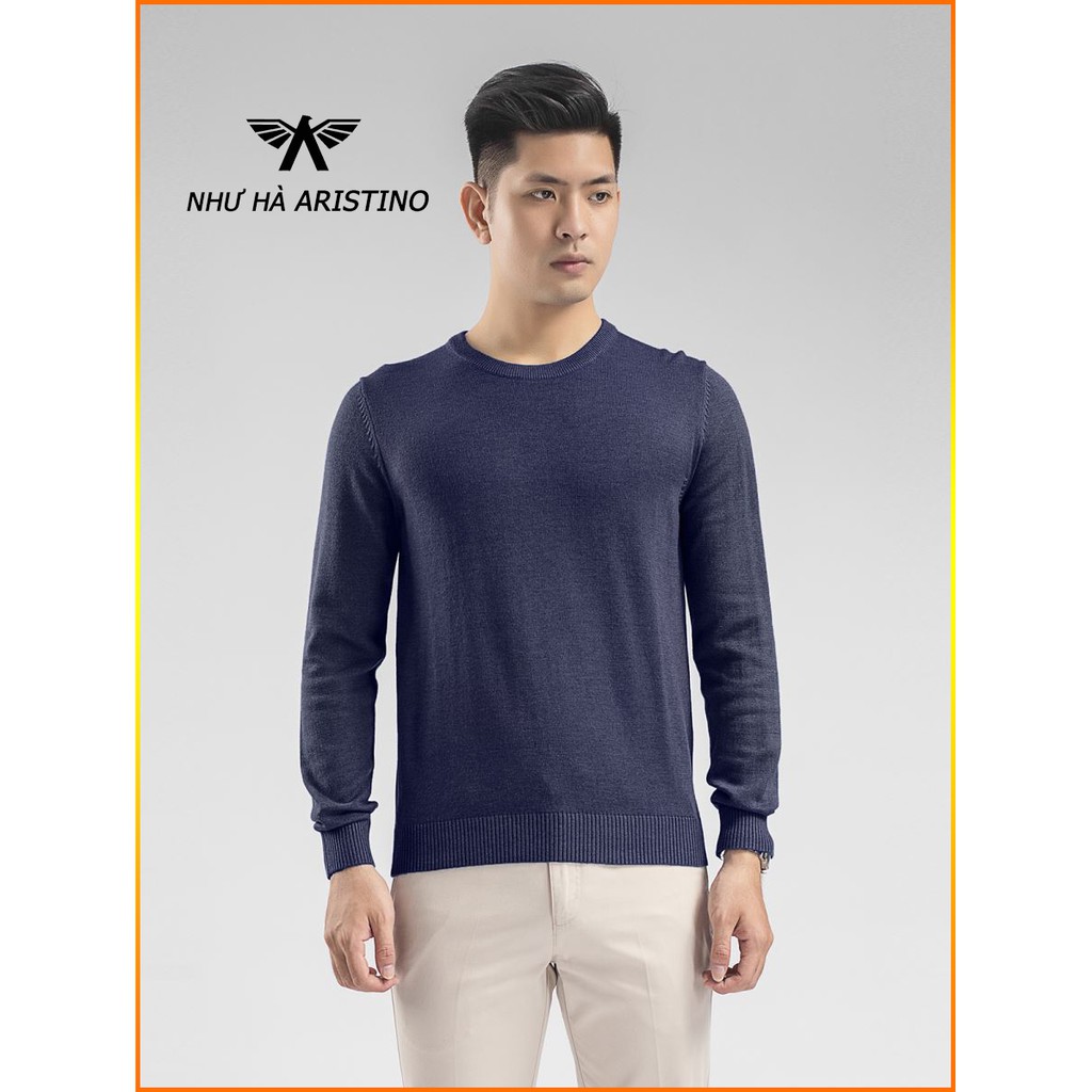 Áo Len Nam Aristino AWO001w8 Màu Xanh Tím Than Regular có S-M-L-XL