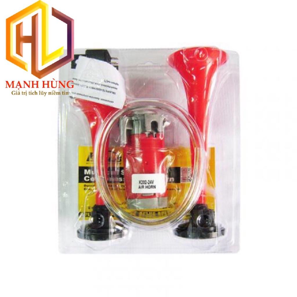 Còi Sinh Hơi 2 Loa Ngắn 24V (Cái) còi hơi, kèn hơi cho mọi loại xe. từ xe máy,xe đạp điện, ô tô