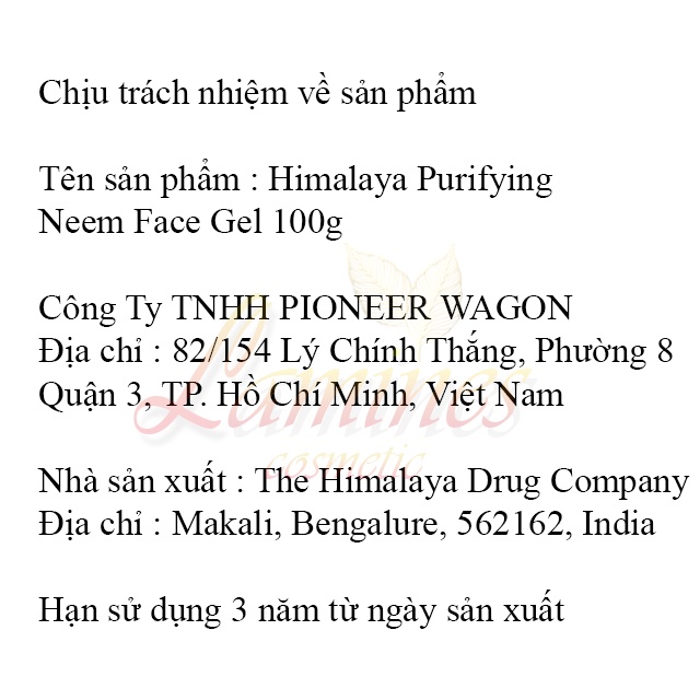 Gel Dưỡng Neem Himalaya Giảm Mụn Kiềm Dầu - Himalaya Purifying Neem Face Gel 100g