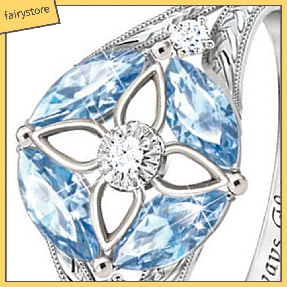 Nhẫn Hợp Kim Đính Đá Sapphire Nhân Tạo Sang Trọng Cho Nữ