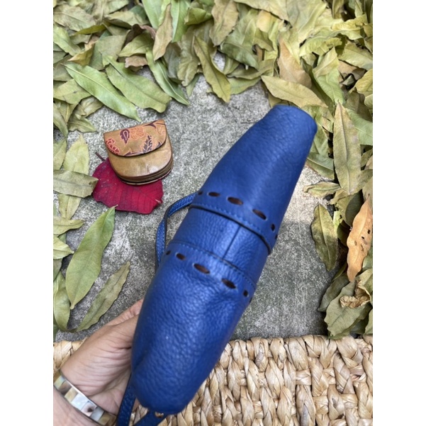 Túi xanh da thật sz mini