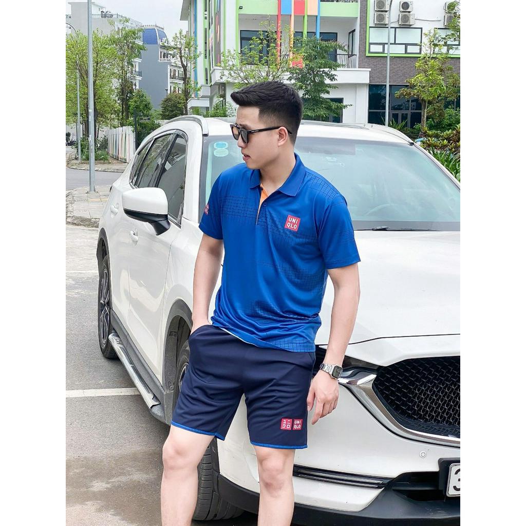 Bộ quần áo hè Uniqlo xanh dương kẻ ô vuông - Thời Trang Thể Thao WinMax