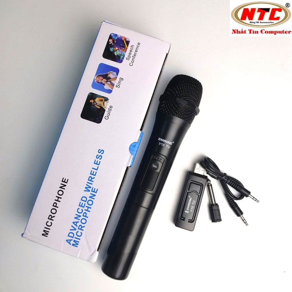 Micro Karaoke không dây cho loa kéo Zansong V10 (đen) - Hỗ trợ các thiết bị có jack cắm 3.5mm và 6.5mm