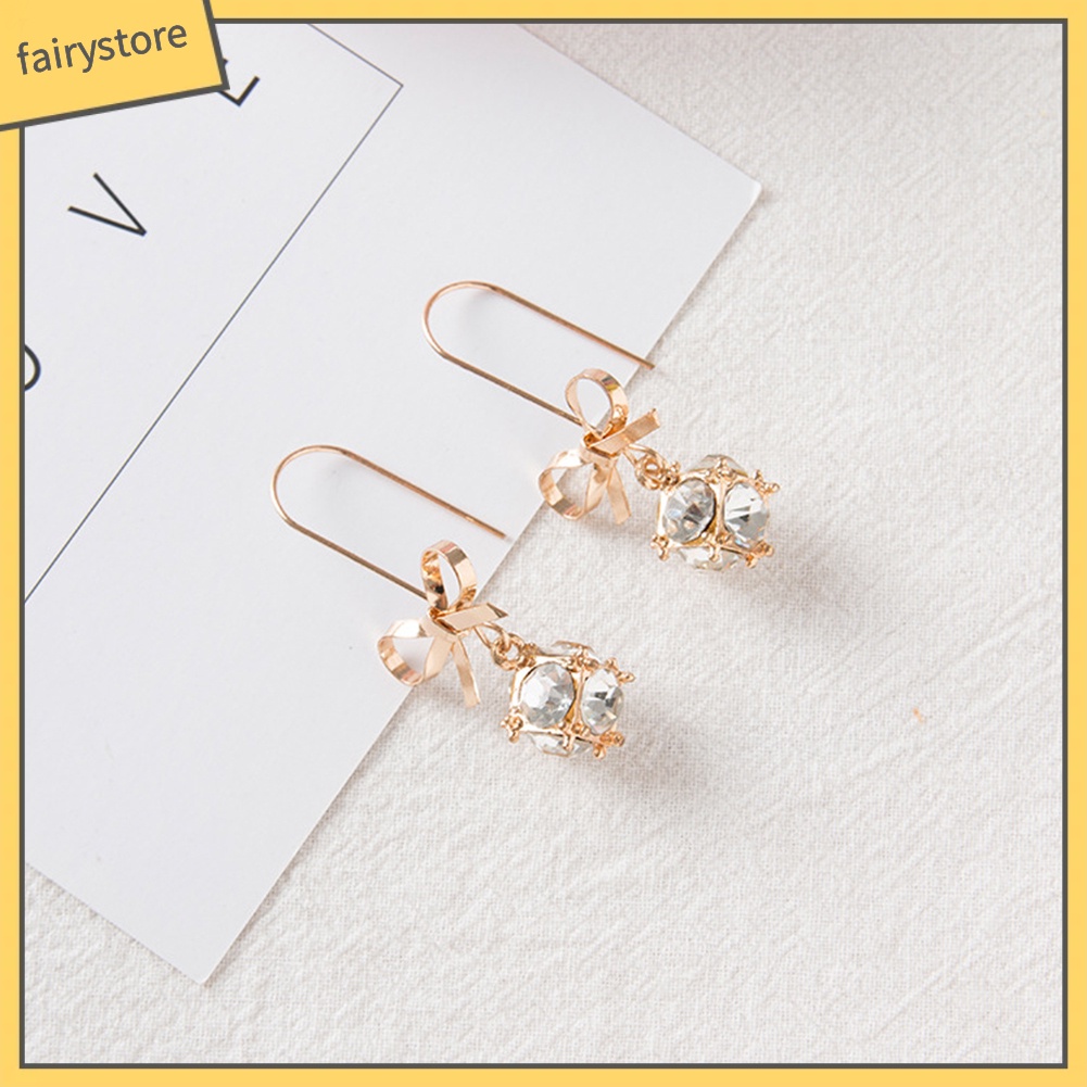 Bông tai nơ đính hạt xinh xắn