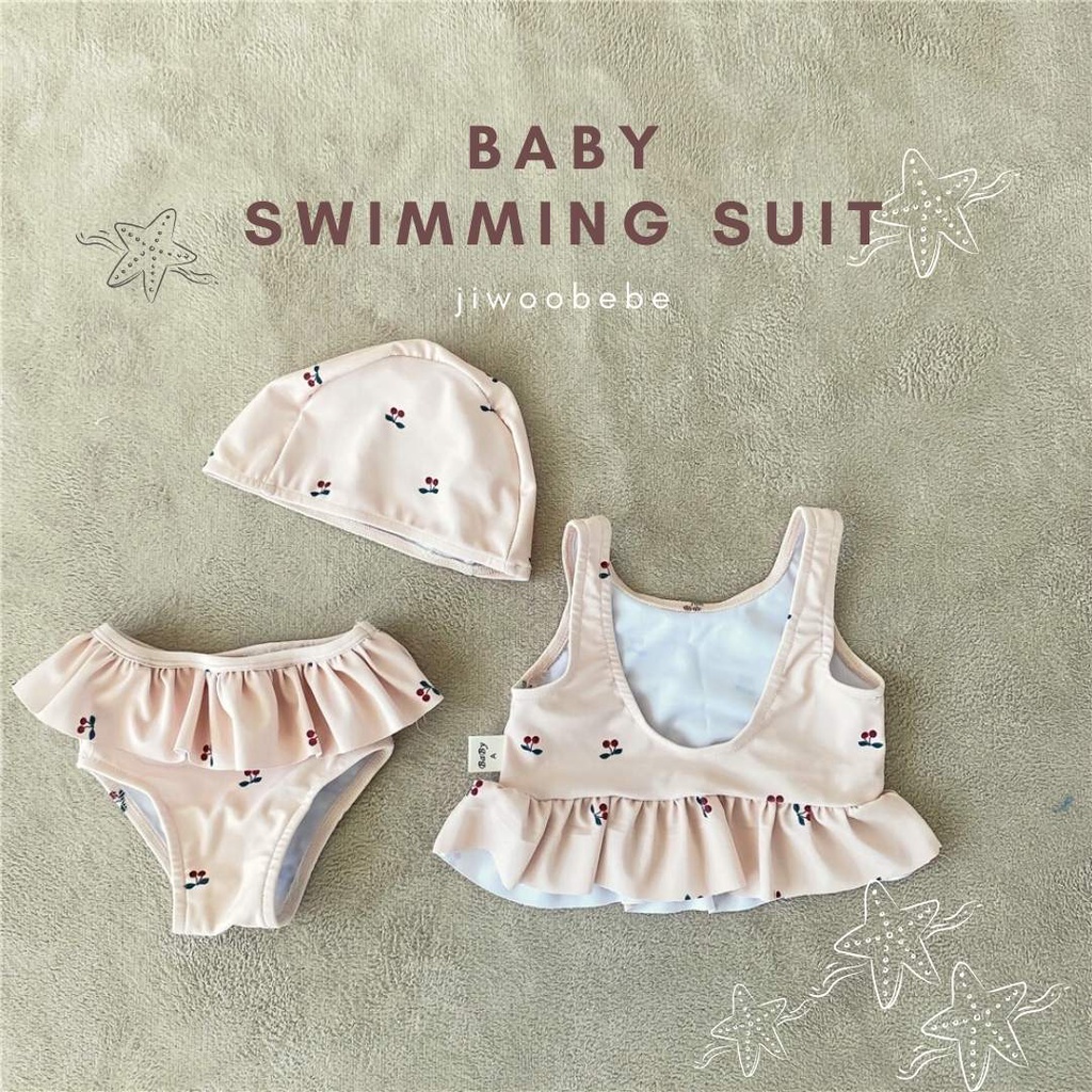 Đồ Bơi Cho Bé Gái - Bikini 2 Mảnh Cho Bé (Kèm Mũ Bơi) Phong Cách Hàn Quốc