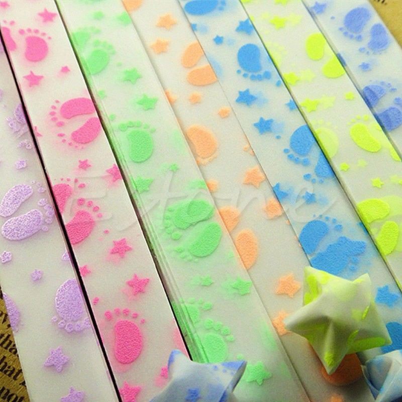 30pcs Luminous Lucky Star Folding Origami Paper Lucky Star Ribbon