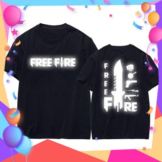 Sale- áo thun free fire màu đen phản quang 2 mặt - cotton thái m2401 - áo ff chất