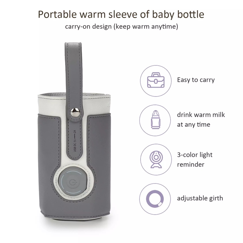 Túi ủ giữ nhiệt bình sữa di động, hâm sữa USB thông minh cho bé