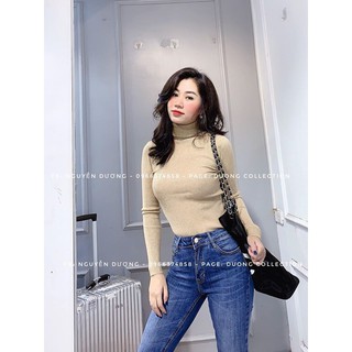 Áo len gân cổ lọ ( Ảnh thật mẫu mặc)
