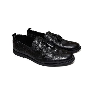 Giày lười nam da bò thật - vân cá sấu cổ chun cao cấp sm18