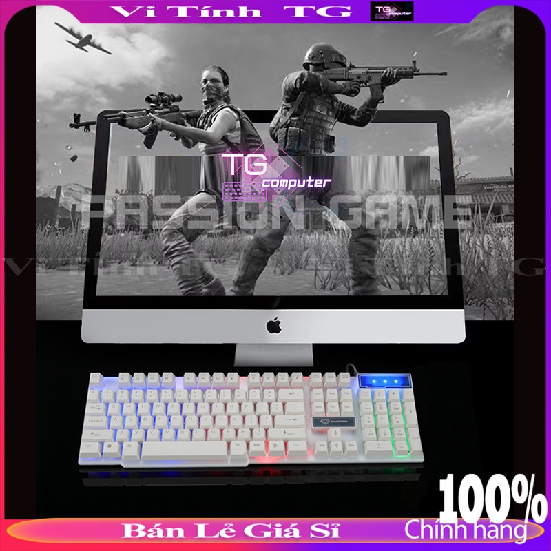 BÀN PHÍM MÁY TÍNH giả cơ màu trắng có led có dây Vi tính TG Divipard