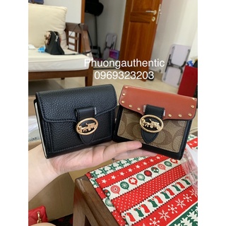 Ví trifold gập coach logo ngựa siêu đẹp authentic
