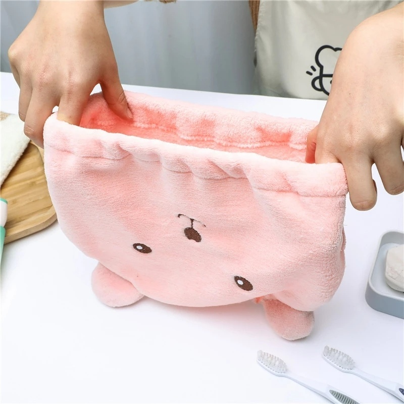 (Meteorite) Mũ Tắm Làm Khô Tóc Nhanh Chóng Bằng Sợi Nhỏ Hình Gấu Hoạt Hình Đáng Yêu Cho Nữ / Phụ Kiện Phòng Tắm