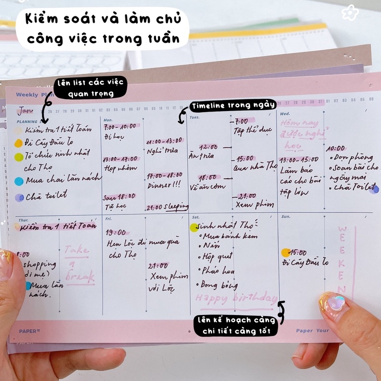 Set 20 Giấy Planner Lập Kế Hoạch A5 Daily/Weekly/Monthly Cây Đầu To