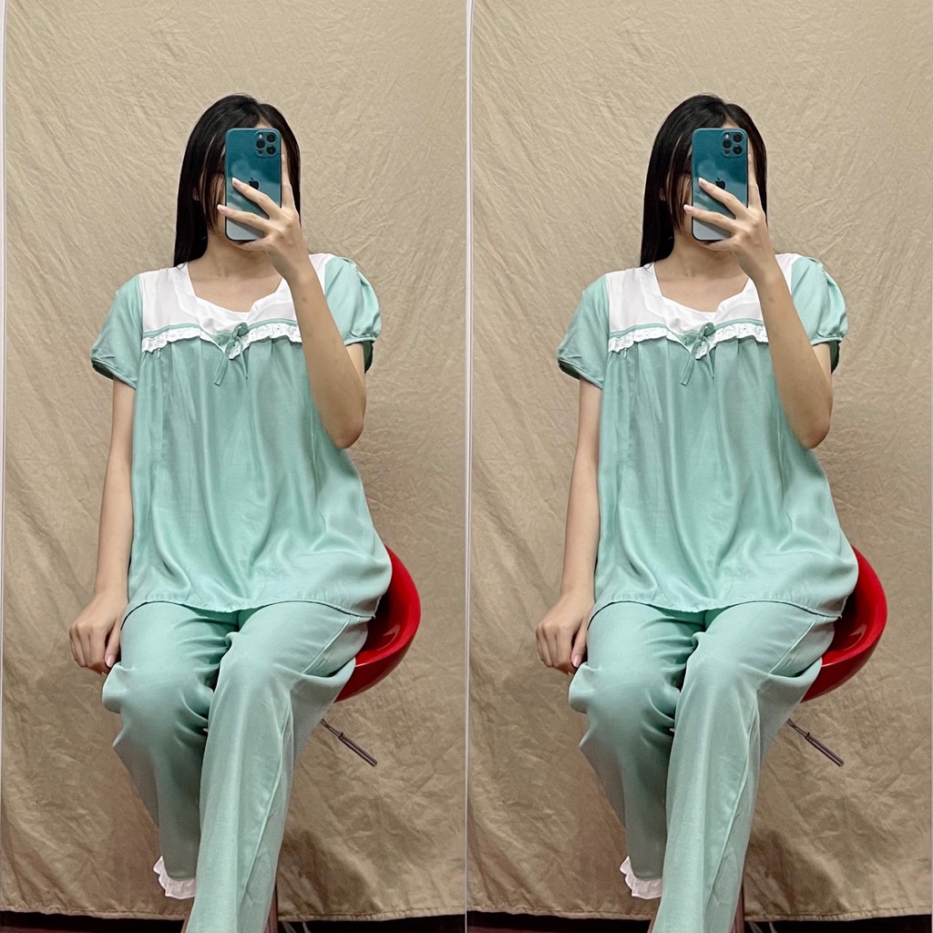 Bộ bầu mặc nhà mùa hè chất thô lụa mềm mại