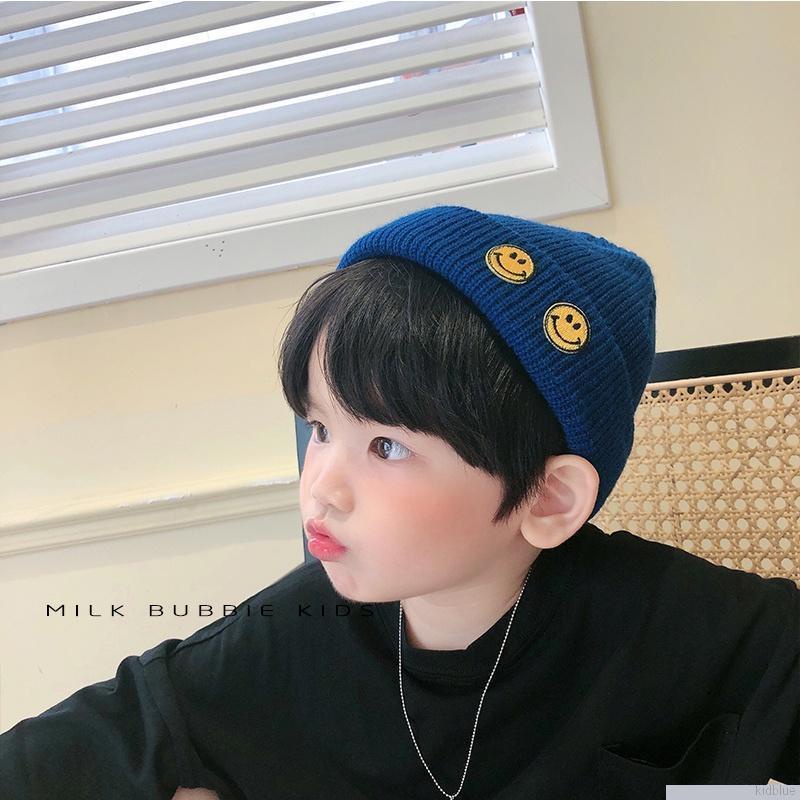 Mũ beanie dệt kim co giãn giữ ấm thời trang thu đông dành cho trẻ em
