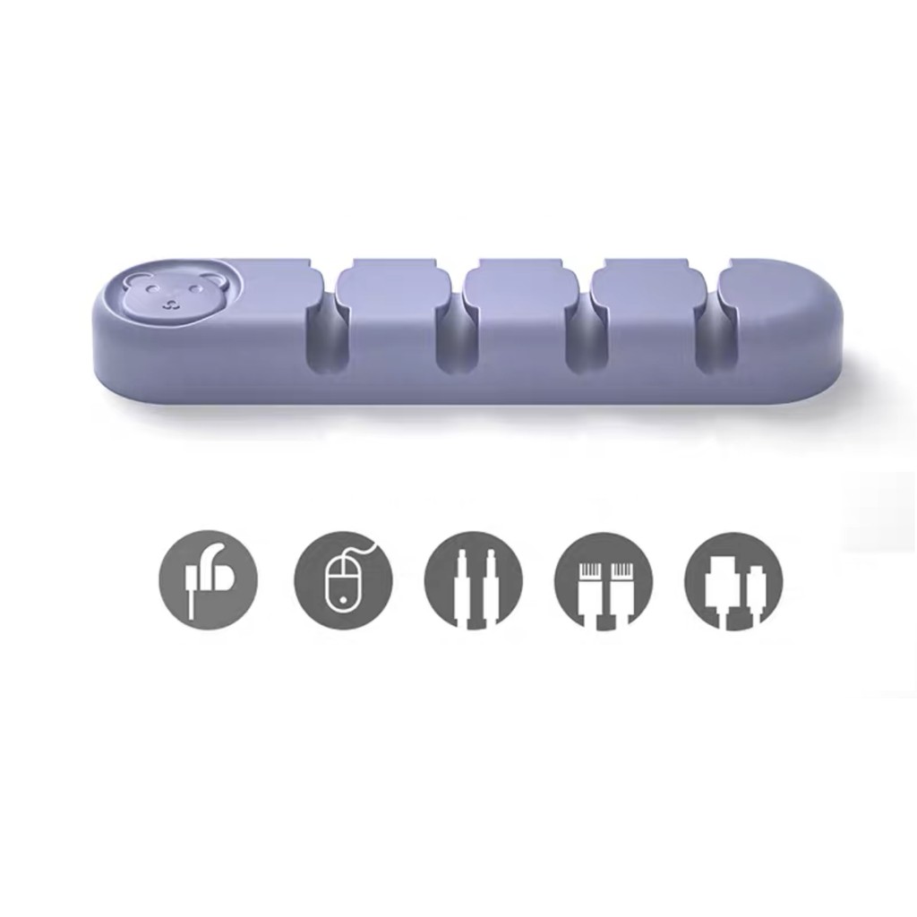 Dụng cụ kẹp giữ cố định dây cáp sạc USB SUPO DEPOT bằng silicone với 4 khe kẹp tiện lợi
