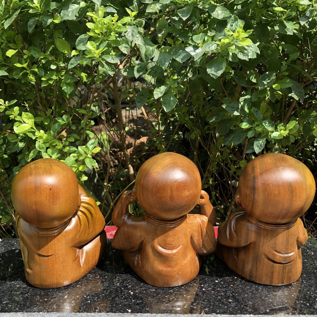 Tượng Gỗ 3 Chú Tiểu Không Nói Không Nghe Không Làm Xấu