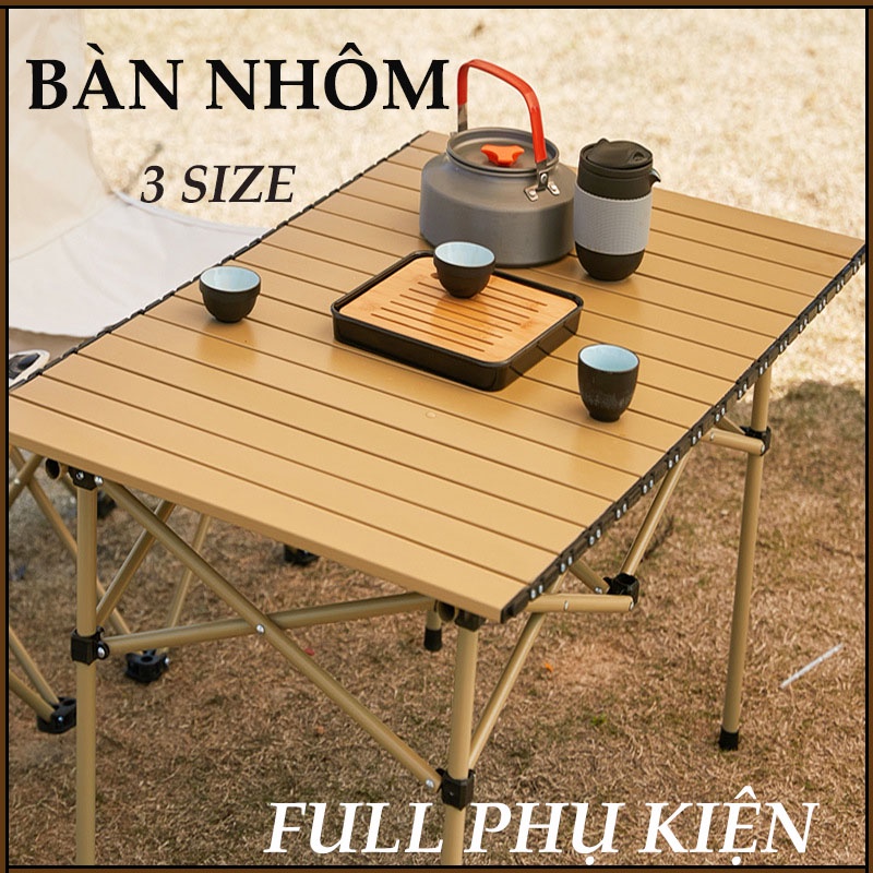 Bàn nhôm dã ngoại gấp gọn , bàn picnic camping du lịch bỏ túi hợp kim nhôm trọng lượng nhẹ, độ bền cao, nhỏ gọn