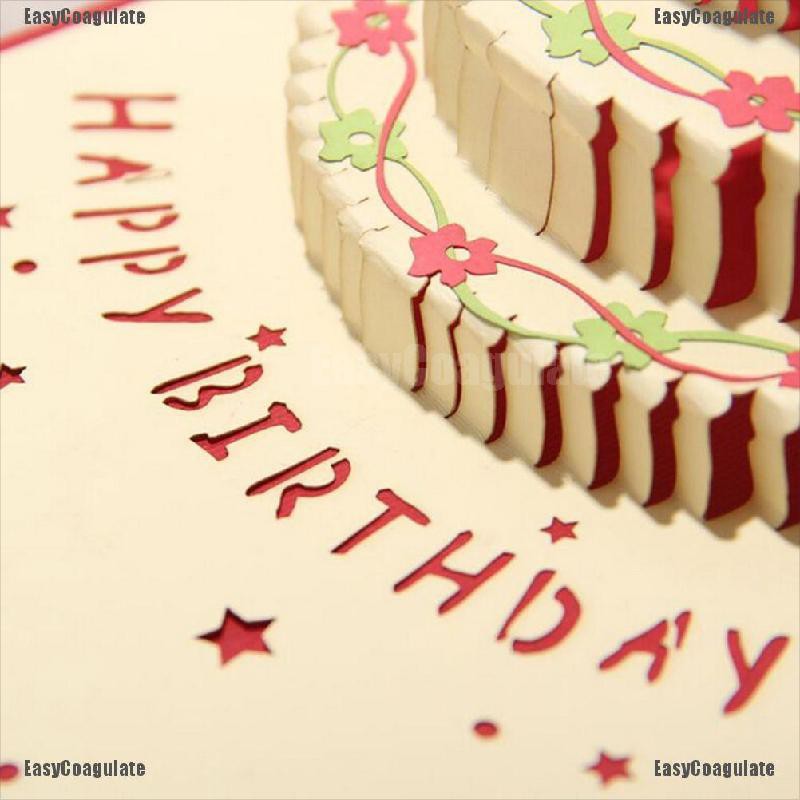 Tấm thiệp chúc mừng hình bánh sinh nhật 3d làm bằng tay