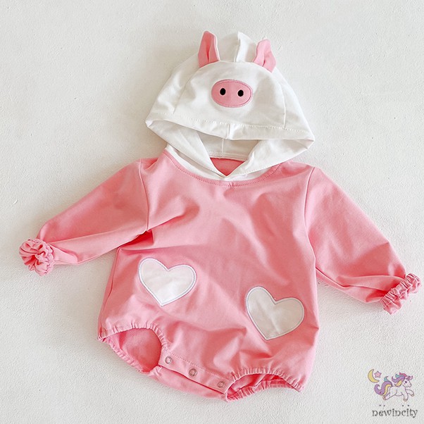 Áo liền quần cotton mũ trùm thời trang thu đông phong cách Hàn Quốc cho bé