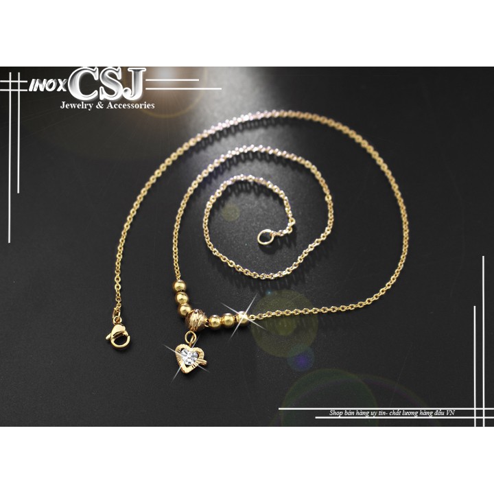 Dây chuyền Trái Tim gắn bi tròn xinh