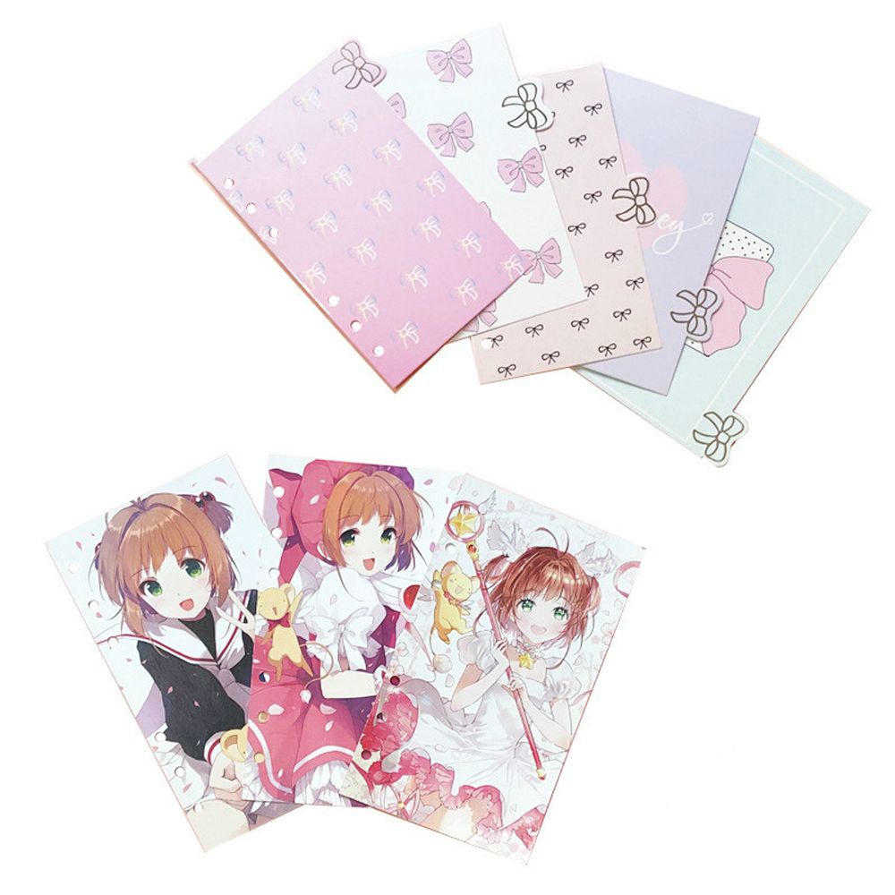 Sổ tay khổ A6 màu hồng in hình phong cách anime Sakura Thủ Lĩnh thẻ Bài Nhật Bản chất lượng cao