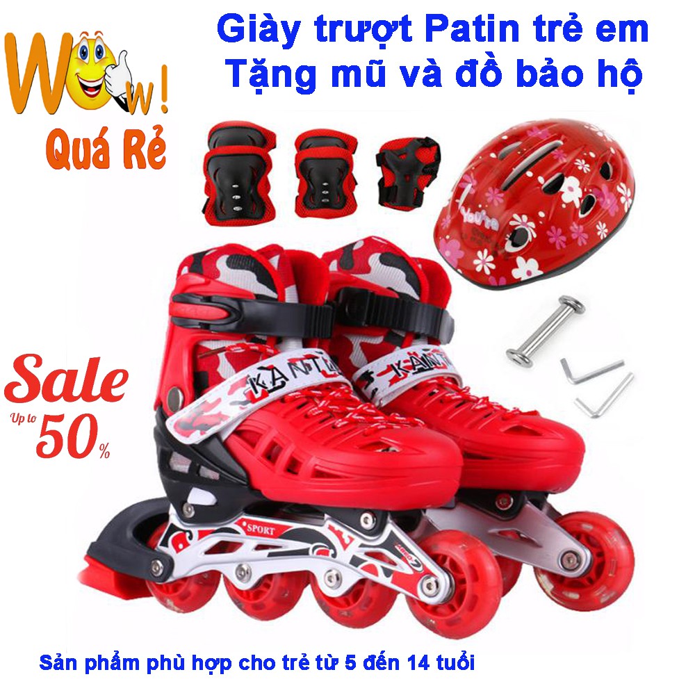 Mua Ba Tanh, Giày Trượt Patin Trẻ Em Cao Cấp Mẫu Mới PT-374 ( Tặng Kèm Bộ Bảo Vệ Tay Chân Và Mũ Bảo Hiểm )