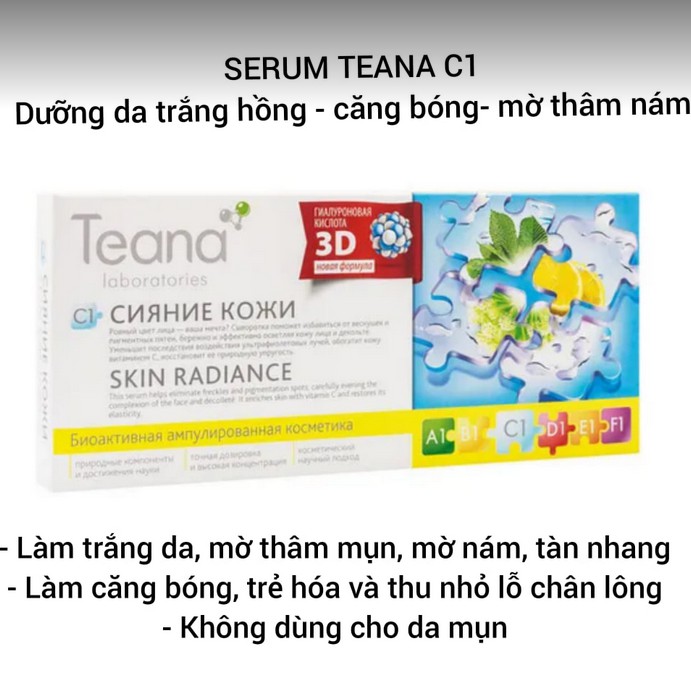 Serum Teana C1 dưỡng da trắng hồng, căng bóng, mờ thâm, nám, tàn nhang