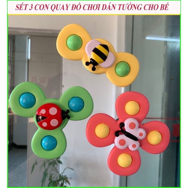 Set 3 Con Quay Đồ Chơi Fidget Spinner Dán Tường, Thiết Kế Hình Động Vật Hoạt Hình Độc Đáo Dành Cho Bé