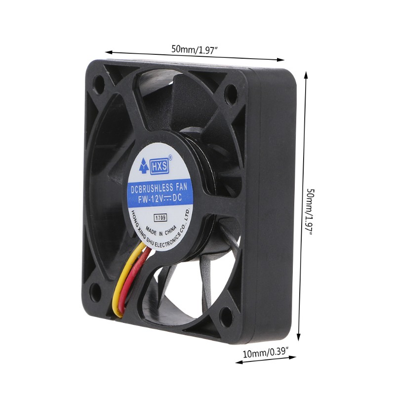 Quạt Tản Nhiệt Mini 50mm X 50mm X 10mm Dc 12v 3pin 9 Lưỡi 5010