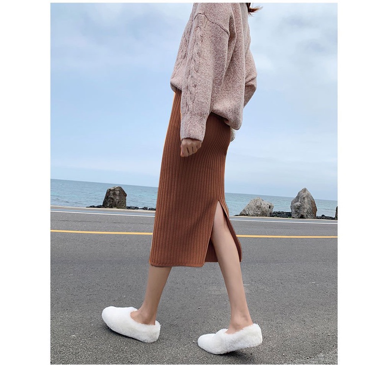 {Amanda} Chân váy nữ bút chì chất len dày ôm body xẻ tà sau. Chân váy len tăm nữ chất đẹp | BigBuy360 - bigbuy360.vn