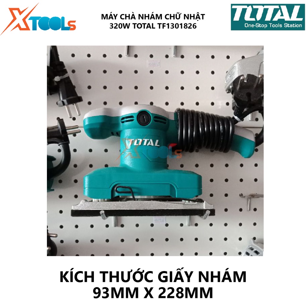 Máy chà nhám chữ nhật TOTAL TF1301826 máy chà nhám có điện thế 220V-240V/50-60Hz, công suất 320W, 14,000rpm, 93mm x 185m