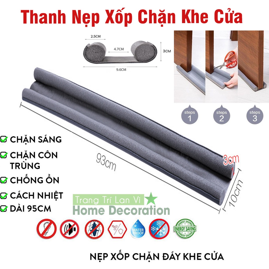 Nẹp Cửa Mút Xốp 93cm Chặn Khe Cửa, Che Gió,Cách Âm, Thoát Hơi Máy Lạnh Ngăn Côn Trùng, Chống Kẹt Tay