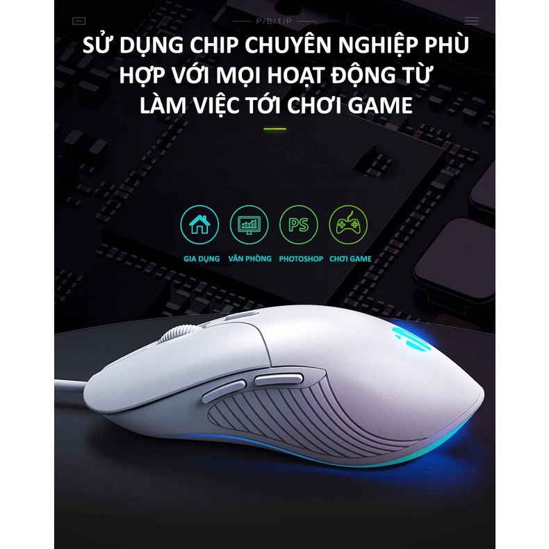 Chuột có dây INPHIC PB1P 6 nút với độ DPI lên đến 4800 phù hợp chơi game cho game thủ chuyên nghiệp