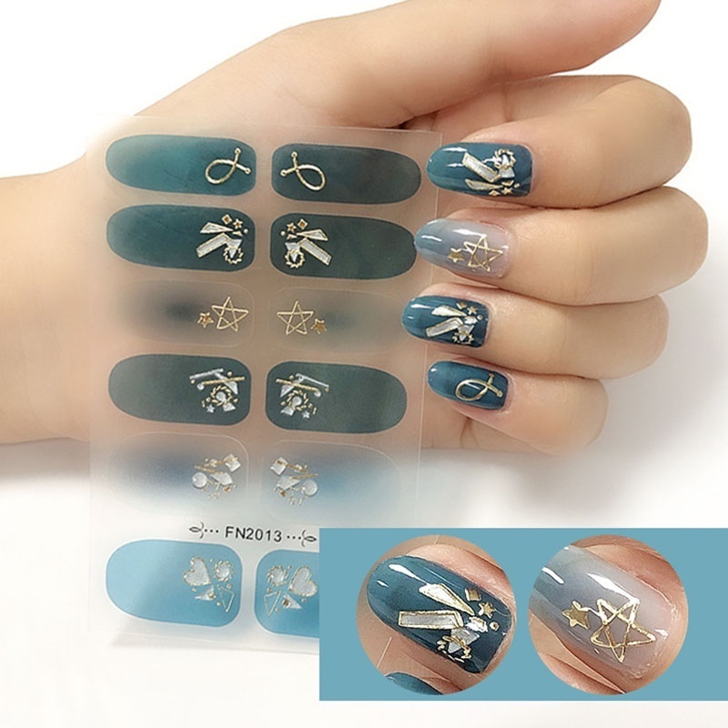 [Hàng mới về] Miếng dán trang trí móng tay họa tiết kim cương giả màu đồng