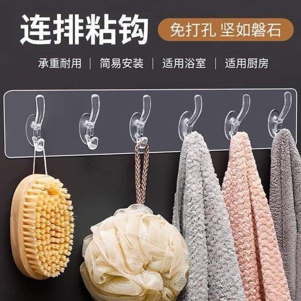 Móc dán tường trong suốt 6 nhánh siêu chắc chắn