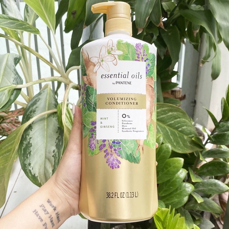 ☘️Bộ dầu gội &amp; xả Pantene Essential Oils Volumizing - Mint &amp; Ginseng 2 x 1.13L của Mỹ☘️