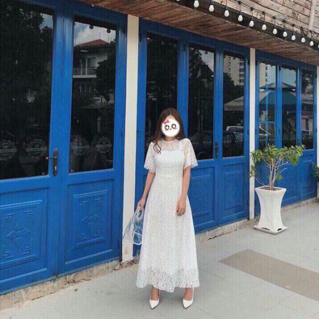 (KÈM ẢNH THẬT)Đầm maxi ren tay ngắn cực xinh xắn
