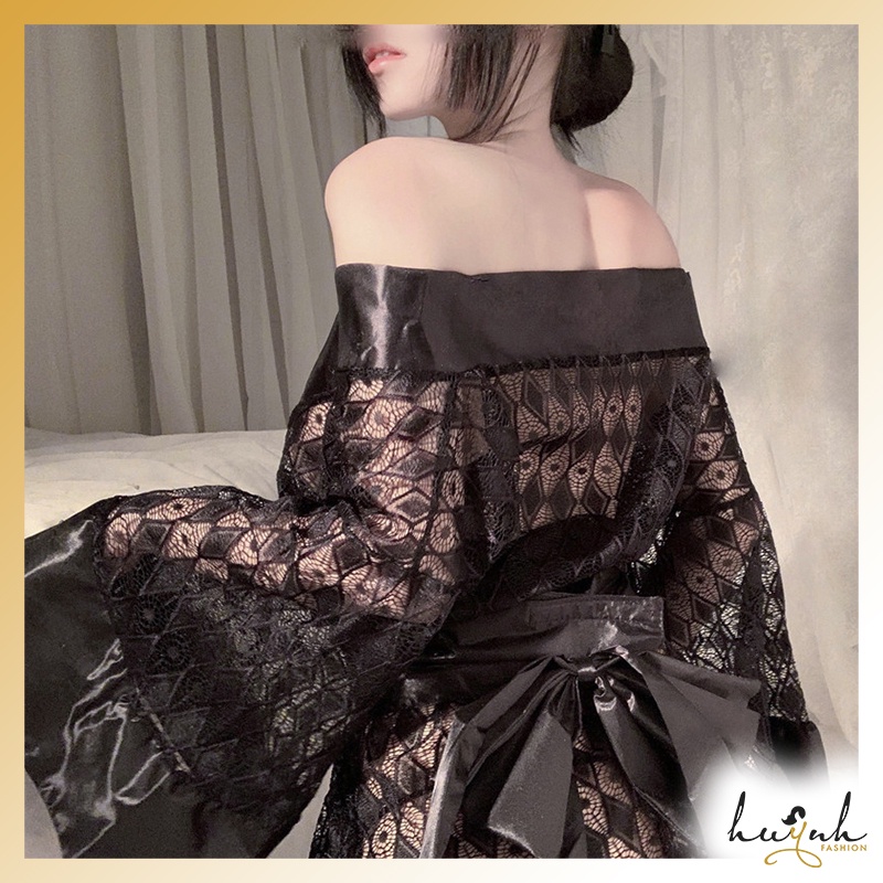 Áo choàng ngủ kiểu Kimono vải ren mềm mại cao cấp - CO09