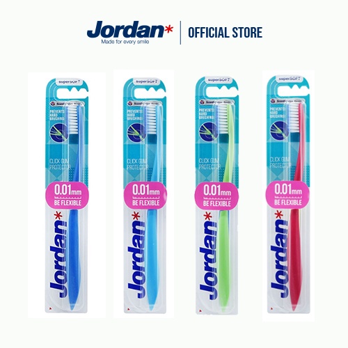 [Mã BMBAU50 giảm 7% đơn 99K] Combo 4 Bàn chải đánh răng Jordan Click Gum Protector, Lông siêu mềm mỏng 0.01mm