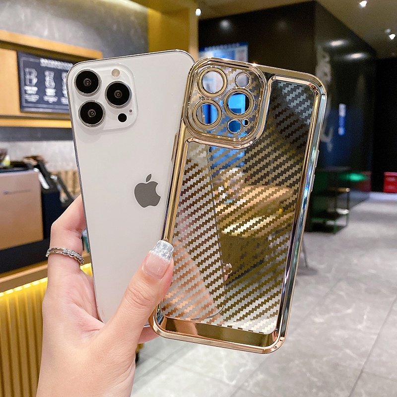 Ốp Điện Thoại Silicon Mềm Chống Sốc Họa Tiết Sợi Carbon Sang Trọng Cho iPhone 13 11 12 Pro Max XR X XS 7 8 Plus