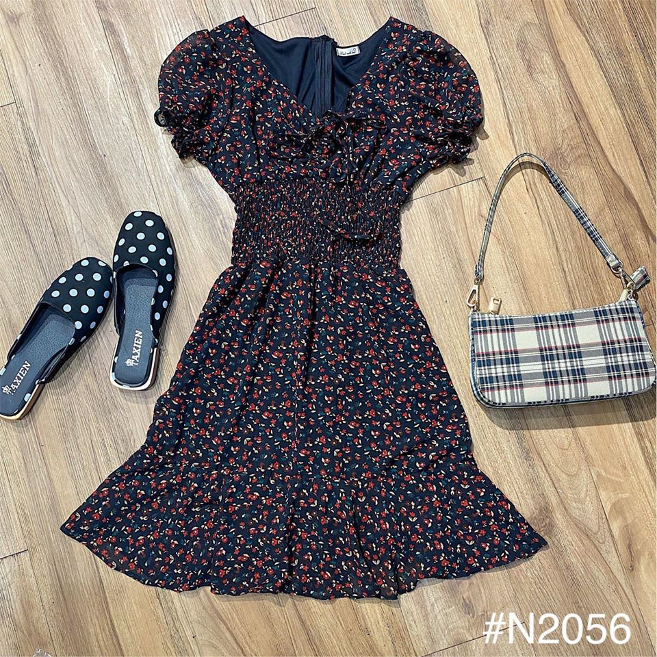ĐẦM VOAN HỌA TIẾT HOA NHÍ XÒE NHẸ ĐUÔI CÁ XINH LUNG LINH - LANA DRESS | BigBuy360 - bigbuy360.vn